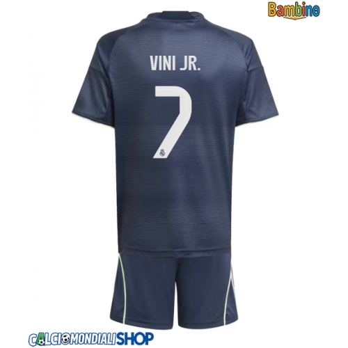 Maglie da calcio Real Madrid Vinicius Junior #7 Seconda Maglia Bambino 2025-26 Manica Corta + Pantaloni corti)